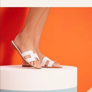 Hermes Oran white sandals